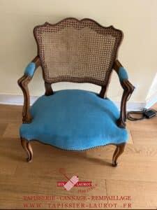 cannage chaises yvelines (78) 30 Réfection fauteuil cabriolet dossier cannage assise en tapisserie tissus amara-10 turquoise Maisons-Laffitte 78600 Yvelines