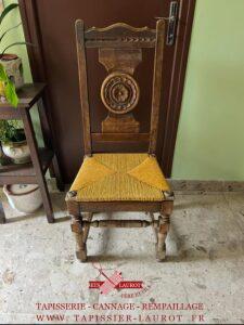 Réfection et restauration de chaises – Yvelines, Val-d’Oise, Hauts-de-Seine 13 Refection assise chaise en paille et recollage de l’ensemble de la structure bois orgeval 78630 Yvelines