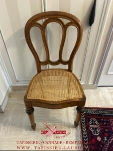cannage chaises yvelines (78) 25 Restauration de chaise – Cannage 6 fils traditionnel Voici une belle chaise en bois que nous venons de restaurer avec un cannage 6 fils traditionnel, réalisé entièrement à la main. Le travail a été enlevé et livré à Croissy-sur-Seine (78290, Yvelines), avec le plus grand soin.